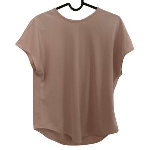 Uniqlo Crepe Jersey Crew Neck French Sleeve T-Shirt Women's XS Blush Pink